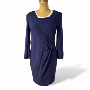 Armani Collezioni | Deep Blue Faux Wrap Ponte Knit Dress
